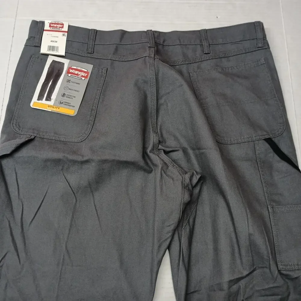 Wrangler Workwear Carpenter‎ Utility Pants Men's 40x30 Gray Regular Fit Durable